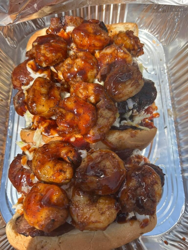 Steakbeast Shines at Shorty's Smokehouse King of The Link Cookoff 3 Spicy Shrimp and Sweet BBQ Shrimp Dawg